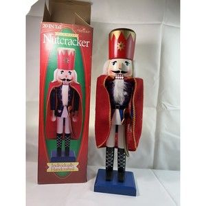 Timeless‎ Treasures 20" Deluxe Wooden Nutcracker Soldier W/Red Cape Handcrafted